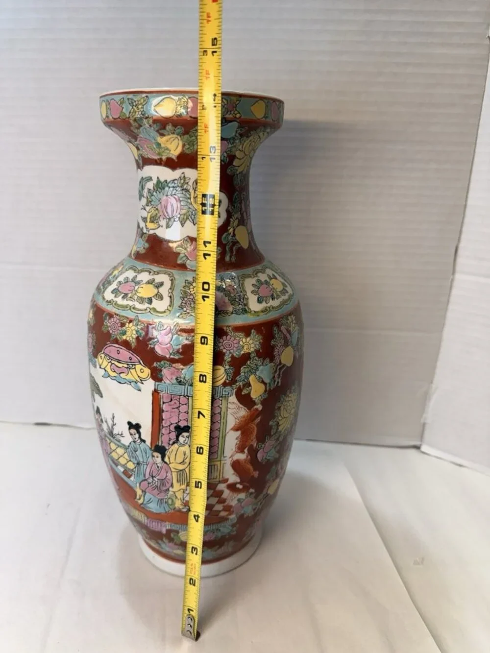 Vintage Chinese FamilleRose Style Decorative Porcelain Vase15”Hand Paintedfloral